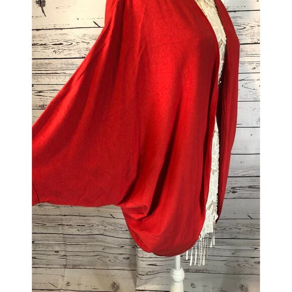 WONDERLUSH Layers by Lizden Knit Jersey Cocoon Cardigan red size medium to large - Picture 5 of 10